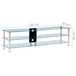 vidaXL Meuble TV transparent 150x40x40 cm verre trempé pas cher