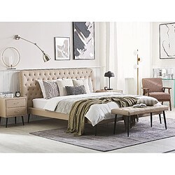 Beliani Ensemble de chambre en cuir PU beige avec lit 160 x 200 cm ESSONNE