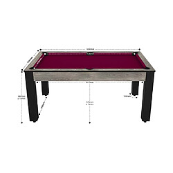 Avis Jardindeco Billard convertible table 6 personnes Texas + pack accessoires Confort industriel et prune (tapis)