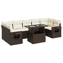 vidaXL Salon de jardin 8 pcs avec coussins marron résine tressée