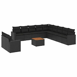 Maison Chic Salon de jardin 12 pcs avec coussins, Ensemble Tables et chaises d'extérieur noir résine tressée -GKD966730