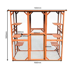 Acheter Helloshop26 Enclos extérieur parc pour chat bois résistant 180x88x169cm 6 zones de repos 16_0001712