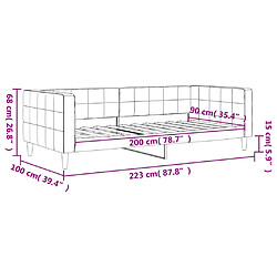 vidaXL Lit de repos sans matelas gris clair 90x200 cm velours pas cher