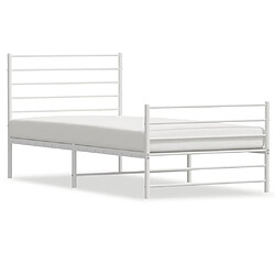 vidaXL Cadre de lit métal sans matelas avec pied de lit blanc 75x190cm