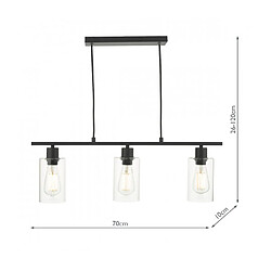 Luminaire Center Suspension Miu Noir mat,verre 3 ampoules 22cm pas cher