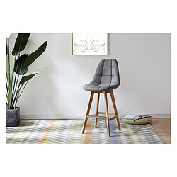 Moloo OWEN - Chaise de bar scandinave tissu Gris pied hêtre (x2)