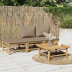 Maison Chic Salon de jardin 4 pcs + coussins - Mobilier/Meubles de jardin - Table et chaises d'extérieur taupe bambou -MN84238