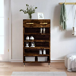 Maison Chic Armoire à Chaussures,Meuble de Rangement à Chaussures chêne fumé 60x35x105 cm bois d'ingénierie -MN56874