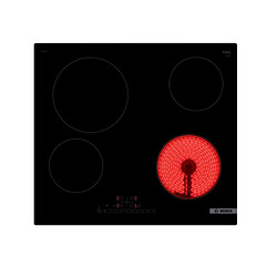 Table de cuisson vitrocéramique 60cm 4 feux 6900w noir - PKE611FN8E - BOSCH