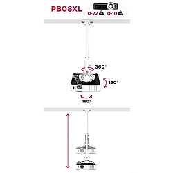 Acheter Duronic PB08XL Support vidéoprojecteur Universel inclinable et Rotatif - Bras Extensible/télescopique - Capacité 10 kg - Installation Murale ou Plafond - Idéal pour Home cinémas, Jeux vidéos, etc