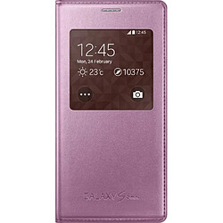 Etui à rabat à zone transparente Samsung rose doré pour Galaxy S5 Mini G800