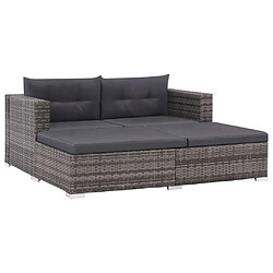 vidaXL Salon de jardin 3 pcs avec coussins Résine tressée Gris