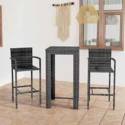 Maison Chic Jeu de bar de jardin 3 pcs avec accoudoirs,Mobilier d'extérieur Résine tressée Gris -GKD807916