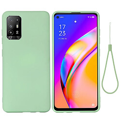 Coque en silicone Liquide de couleur unie avec sangle souple vert pour votre Oppo F19 Pro+ 5G