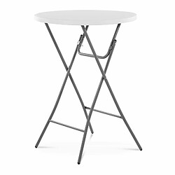 Helloshop26 Mange-debout pliant 110 cm table de bistrot ronde pliante pliable (plateau : ø 80 cm, hauteur : 110 cm, capacité de charge : 100 kg, coloris : blanc) 14_0004487