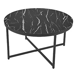 Helloshop26 Table basse ronde pour salon 45 x 80 cm marbre noir / noir 03_0008497