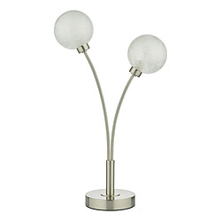 Lampe de Table à 2 Lumières Nickel Satiné Verre Givré