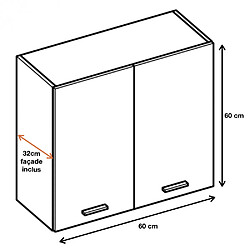 Cuisineandcie - Meuble haut de cuisine Eco Blanc Brillant 2 portes L 60 cm