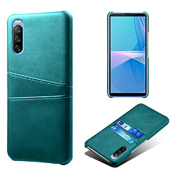 Coque en TPU + PU avec double porte-cartes vert pour votre Sony Xperia 10 III