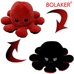 RedMiter Poulpe en peluche réversible BOLAKER 20cm, Noir rouge