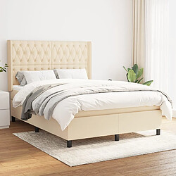 vidaXL Sommier à lattes de lit avec matelas Crème 140x190 cm Tissu