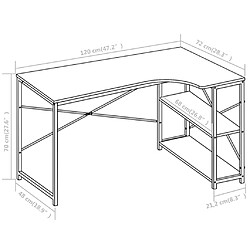 vidaXL Bureau d'ordinateur Blanc 120x72x70 cm pas cher