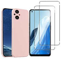 Coque Silicone Couleur Rose + 2 Verres Trempes Pour Oppo Reno 8 Lite 5G Little Boutik®