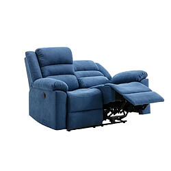 Vente-Unique Canapé 2 places relax électrique en tissu bleu BUROLO pas cher