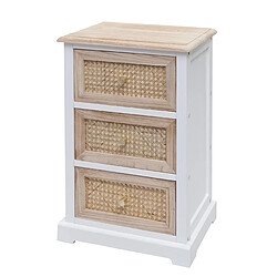 Decoshop26 Commode armoire à tiroirs en bois rotin 63x40x28 cm blanc couleur naturelle 04_0006508