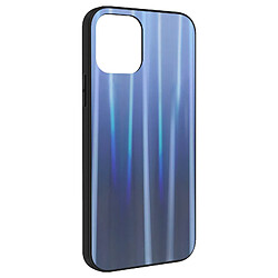 Avizar Coque iPhone 12 Mini Bi-matière Holographique Brillant Fine Légère bleu nuit