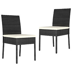 Maison Chic Lot de 2 Chaises de salle à manger de jardin - Fauteuil d'extérieur Résine tressée Noir -MN87915