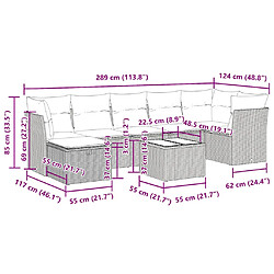 vidaXL Salon de jardin 8 pcs avec coussins marron résine tressée pas cher