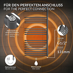 Acheter LuxeBath Radiateur mural porte-serviette anthracite 500x1200 mm avec thermoplongeur 900 W