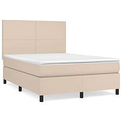 vidaXL Sommier à lattes de lit avec matelas Cappuccino 140x190 cm