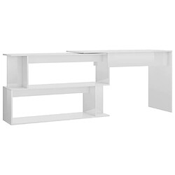 Maison Chic Bureau solide,Table de travail,Bureau d'ordinateur d'angle Blanc brillant 200x50x76 cm Aggloméré -GKD52924