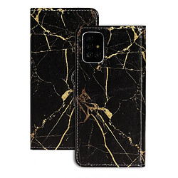 Etui en PU impression de motifs avec support marbre noir pour votre Samsung Galaxy A51