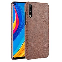 Wewoo Coque Rigide Pour Huawei Enjoy 10s Antichoc Crocodile Texture PC + PU Case Brown