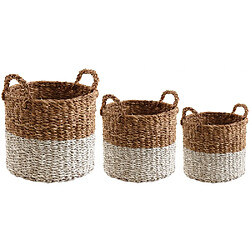 Aubry Gaspard Cache-pots en jonc de mer naturel et blanc (lot de 3).