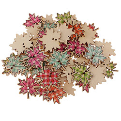 50 Pièces En Forme De Feuille D'érable En Bois 2-trous Boutons Pour Artisanat Scrapbooking