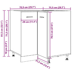 vidaXL Armoire de cuisine gris béton 75,5x75,5x81,5 cm bois ingénierie pas cher