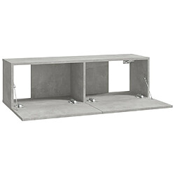 Maison Chic Ensemble de meubles TV 8 pcs | Banc TV Moderne pour salon | Meuble de Rangement - Gris béton Bois d'ingénierie -MN27110 pas cher