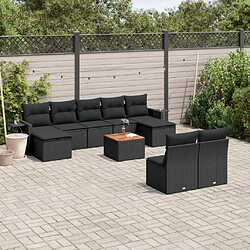 Maison Chic Salon de jardin 10 pcs avec coussins, Ensemble Tables et chaises d'extérieur noir résine tressée -GKD291047