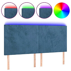 Maison Chic Tête de lit scandinave à LED,meuble de chambre Bleu foncé 200x5x118/128 cm Velours -MN90519