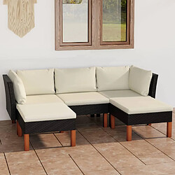 Maison Chic Salon de jardin 5 pcs + coussins - Mobilier/Meubles de jardin - Table et chaises d'extérieur Résine tressée Noir -MN83494