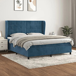 Maison Chic Lit Adulte - Lit simple Lit à sommier tapissier et matelas moelleux - Meuble de Chambre - Bleu foncé 160x200cm Velours -MN94108