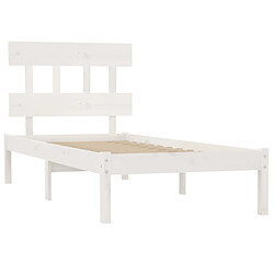 Avis vidaXL Cadre de lit sans matelas blanc 90x200 cm bois massif