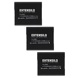 Vhbw EXTENSILO 3x Batteries compatible avec Sony Cybershot DSC-T110, DSC-J10, DSC-QX10, DSC-QX100 appareil photo, reflex numérique (630mAh, 3,7V, Li-ion)