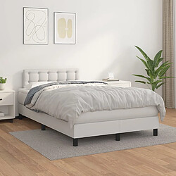 Maison Chic Lit Adulte - Lit simple Lit à sommier tapissier avec matelas moelleux - Meuble de Chambre Blanc 120x200cm Similicuir -MN49274