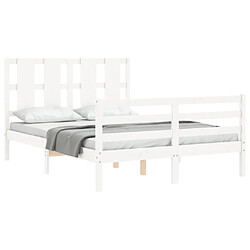 Acheter Maison Chic Cadre/structure de lit avec tête de lit pour adulte - Lit Moderne Chambre blanc petit double bois massif -MN38681