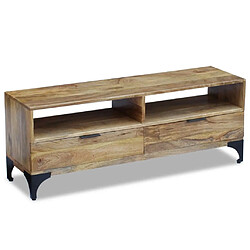 Avis Helloshop26 Meuble télé buffet tv télévision design pratique bois de manguier 120 cm 2502130